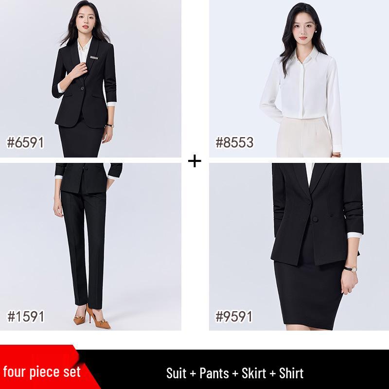 Women's Blue Suit Set for College Students: Spring/Autumn Interview & Professional Wear