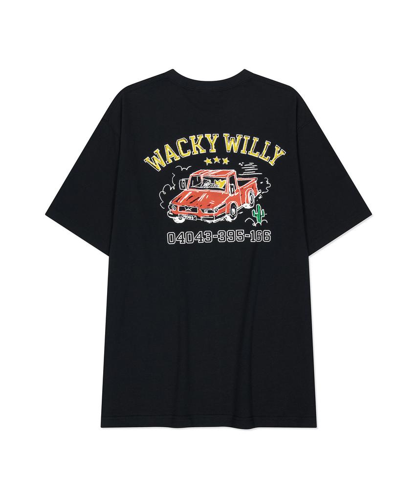 WACKY WILLY Kiki Driving Graphic Short Sleeve T-Shirt Black