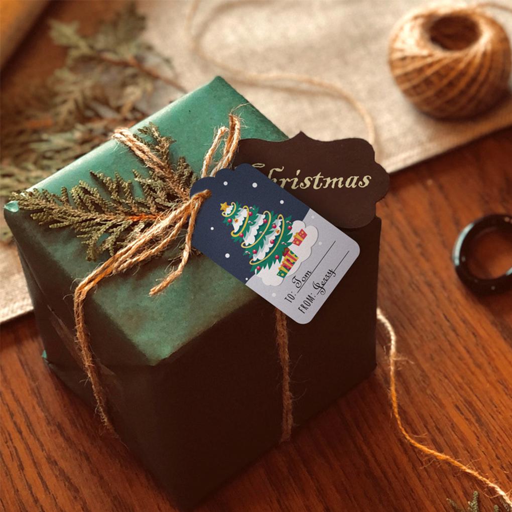 150 Pieces Christmas Packing Bags Hanging Tags with Ropes Kraft Paper Labels DIY Decoration Winter Festival Wrapping Accessories