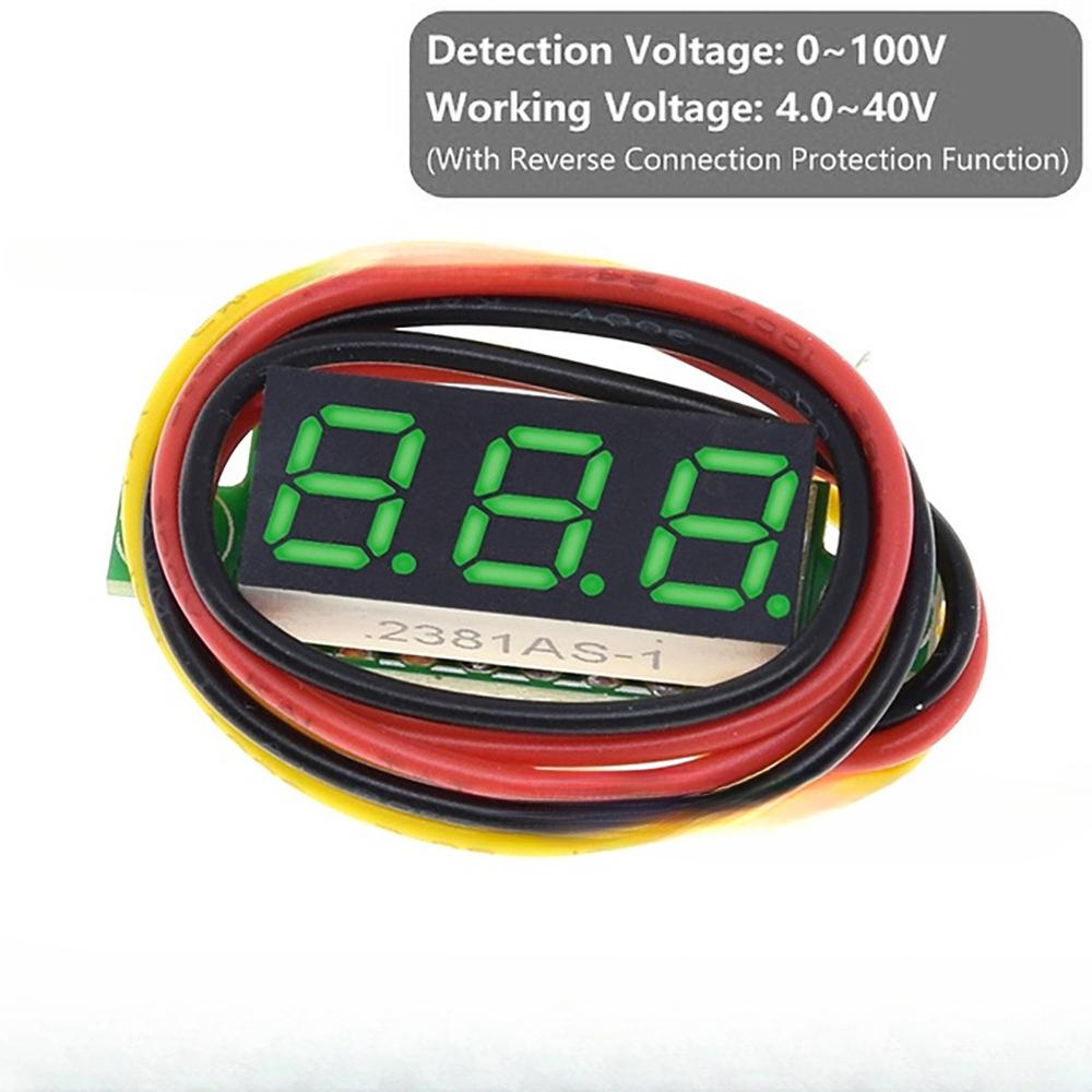 0.28 Inch 3-wire Digital DC Voltage Meter Head, Digital Display, Adjustable, Three-wire DC0-100V Battery Voltmeter