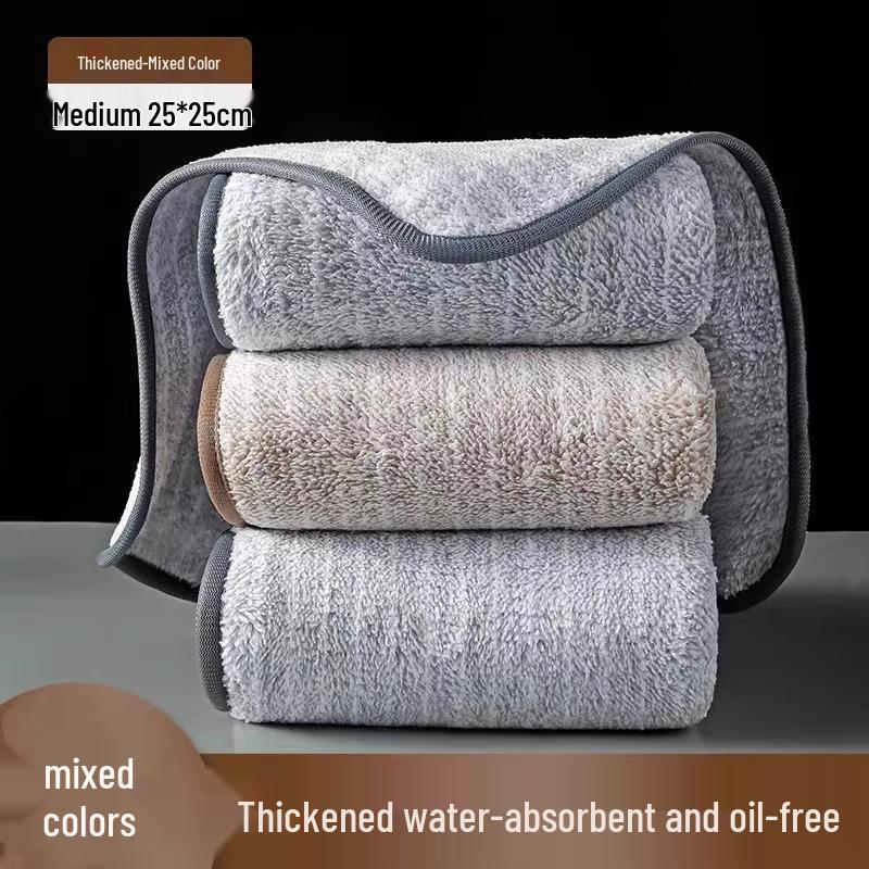Striped Edge Oil-Removing Dishcloth: Thick, Lint-Free, Non-Stick, Absorbent Scouring Pad.