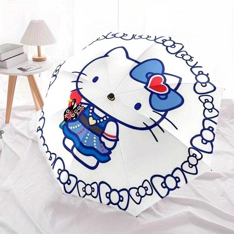1pc Hello Kitty Blue Heart BowUmbrella with Plastic Handle,Suitable for All Seasons Home Travel Outdoor UmbrellaSanlio156