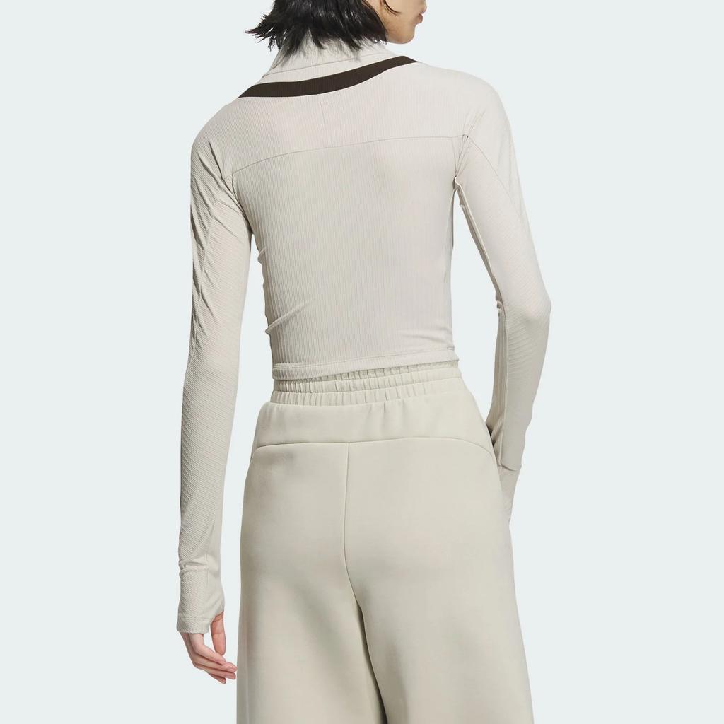 Adidas Future Style Pre Series Comfortable Sports Casual Slim Fit Long Sleeve Raglan T-Shirt Women Tops Light-Sesame Earth-Gray JM2453