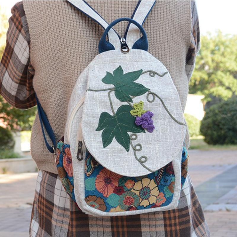 Ethnic Style Backpack Hand Woven Double Shoulder Multi Compartment Lightweight Canvas Commuting Multi-functional Chest Bag 2025