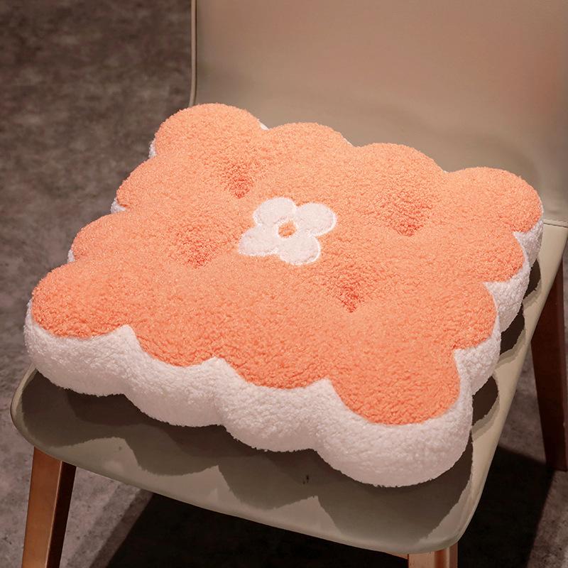 Офисная утолщенная подушка для стула студенческое общежитие цветок сидячий стул подушка осень и зима теплая плюшевая пукающая подушка для девочки 4040cm оранжевый 2149₽