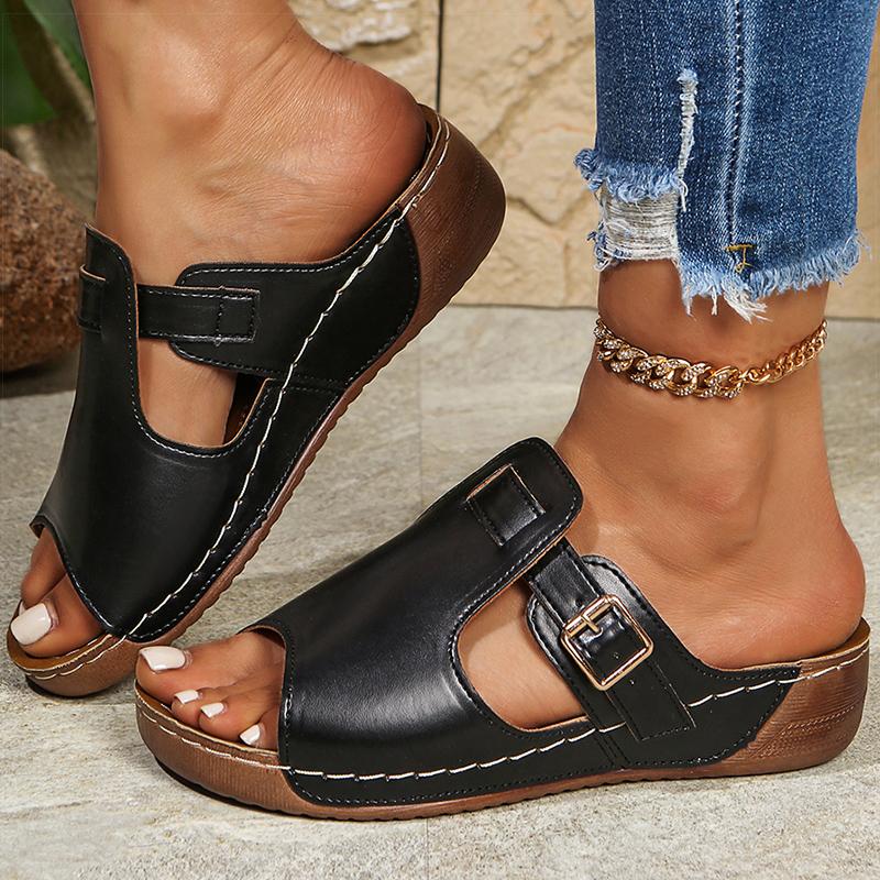 Women's Sandals Peep Toe Summer Sandals With Heels Shoes Women Wedges Heeled Slippers Indoor Outdoor Shoes Summer Footwear Woman