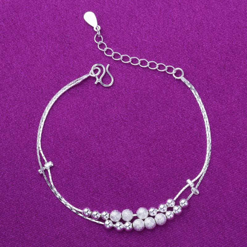 

Multi-Layer 18-Bead Silver Anklet Foot Ornament 18-Bead Anklet
