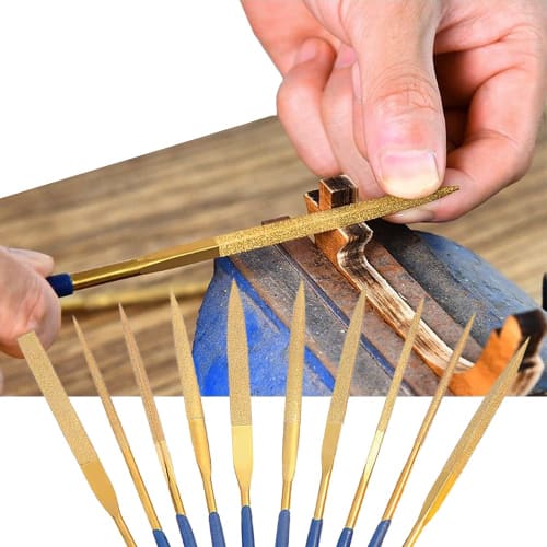 Bestgle 10-Piece Sharpening File Set, Diamond File, Titanium-Coated Metal File, Bar File, Metal, Iron File, Wood File, Hobby File, Metal File Set, Pre