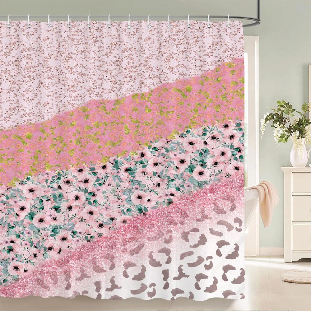 Home shower curtains for bathroom waterproof fabric Nordic style Color love Leopard pattern bathroom Curtains shower curtain