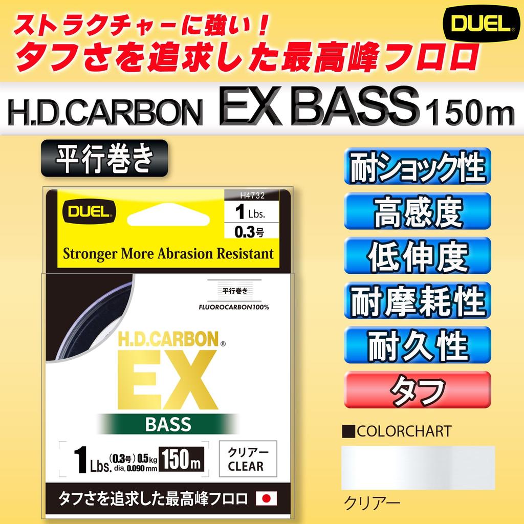 DUEL Carbon EX BASS 150m 20Lbs Fluorocarbon Parallel Winding Clear H.D.