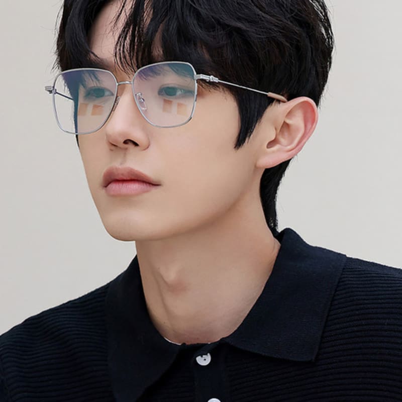 LOOKING4U NeoRetro F8038 Oblique Metal Glasses Silver
