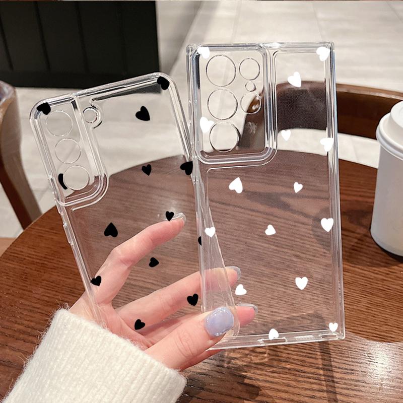 Small Hearts Pattern Phone Case For Samsung Galaxy S26 S25 S24 S23 Ultra S22 Plus S24 S21 FE S25 Edge Transparent TPU Soft Cover
