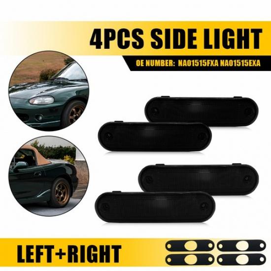 4X Smoked Front Rear Side Marker Lights Lamps For 1990-2005 Mazda Miata MX-5 EOA
