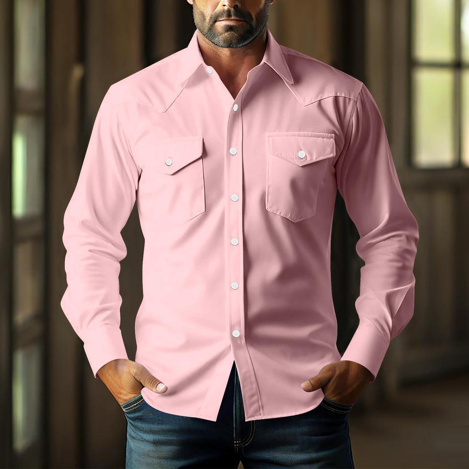 

Мужская свободная классическая рубашка с лацканами и несколькими карманами, промышленная рабочая рубашка-топ XXL розовый