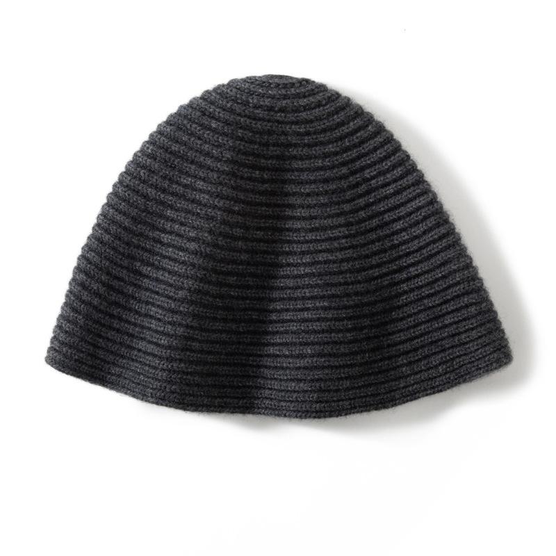 Autumn and Winter Cashmere Hat Women's Thickened Bucket Hat Showing Face Small Bucket Hat Versatile Wool Knitted Basin Hat
