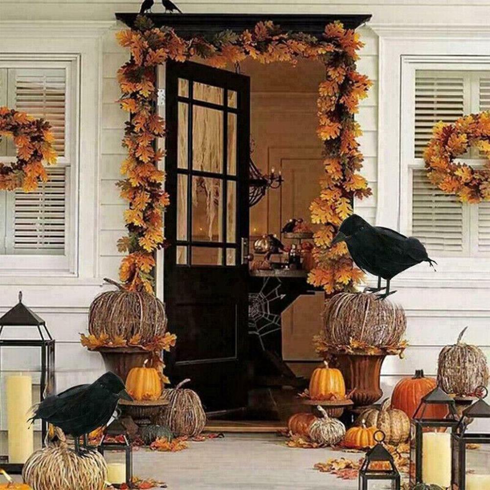 Simulation Crow Halloween Crow Decor Lifelike 6pcs Artificial Crows Black Black Crow Feather + Plastic Decoration China Mainland