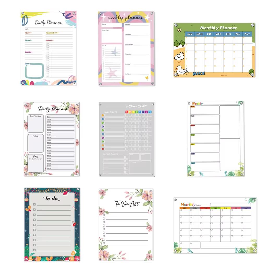 Acrylic Magnet Fridge Board Message Writing Sticker Reusable Dry Erase Planner Board Refrigerator Calendar Exquisite Home Decor
