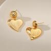 Vintage Solid Heart Pendant 18k Gold Plated Brass Fashion Stud Earrings