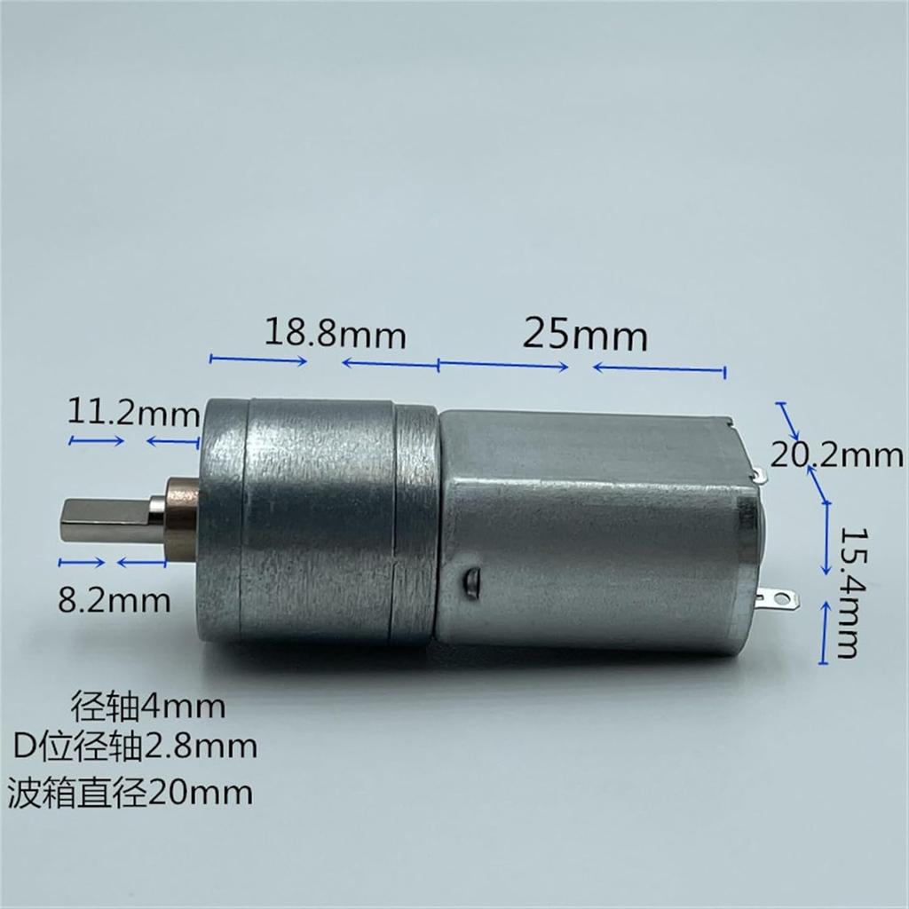 ZGA20-130 Mini 20mm Gear Motor Micro Full Metal Gearbox Reducer Motor DC5V 6V 9V 12V 30RPM Slow Speed Large Torque 1Pcs