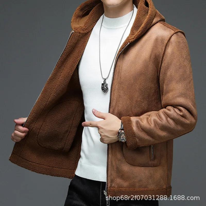 Double-Sided Wearable Fleece Liner Woolen Overcoat Men's Winter Jacket Casual Scene Sheep Fur Integrated Coat Fashionable Outerw