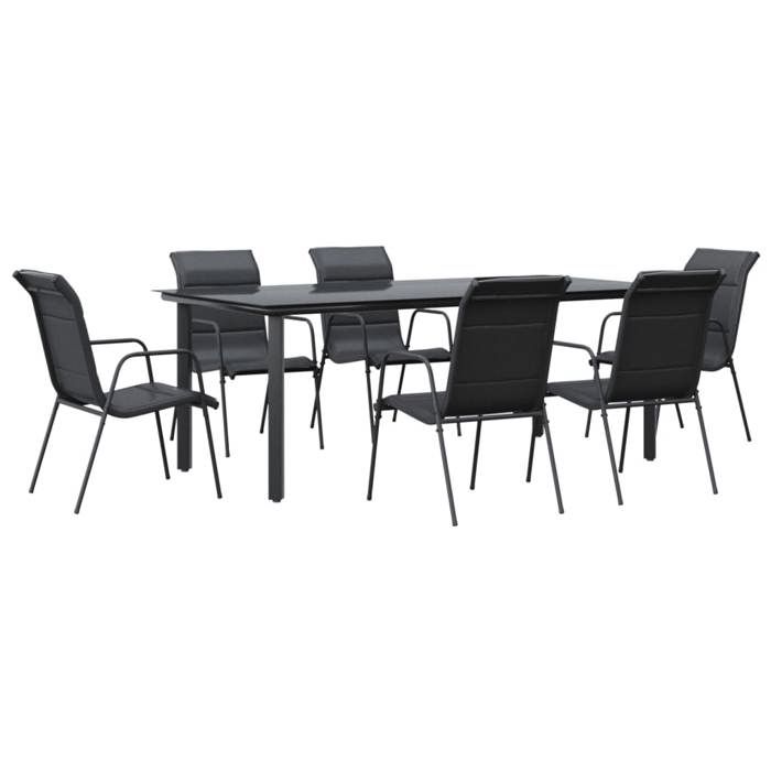 VidaXL Ensemble à manger de jardin 7 pcs noir textilène et acier 3200716