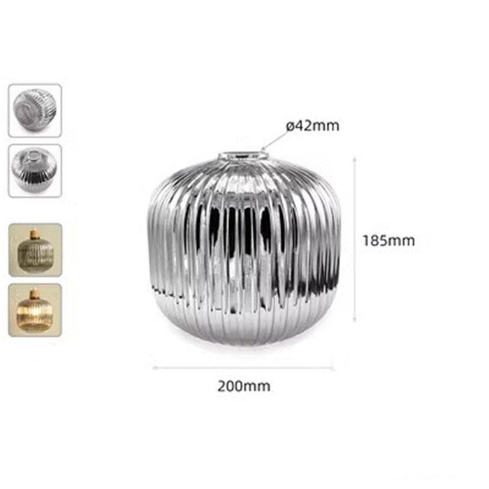 Modern Art E26 E27 Rauchgrauer Glasschirm-Ersatz 1,65 Zoll Fassung Graue Blattgestreifte Glasabdeckung für Shop Restaurant Dekor Lampe