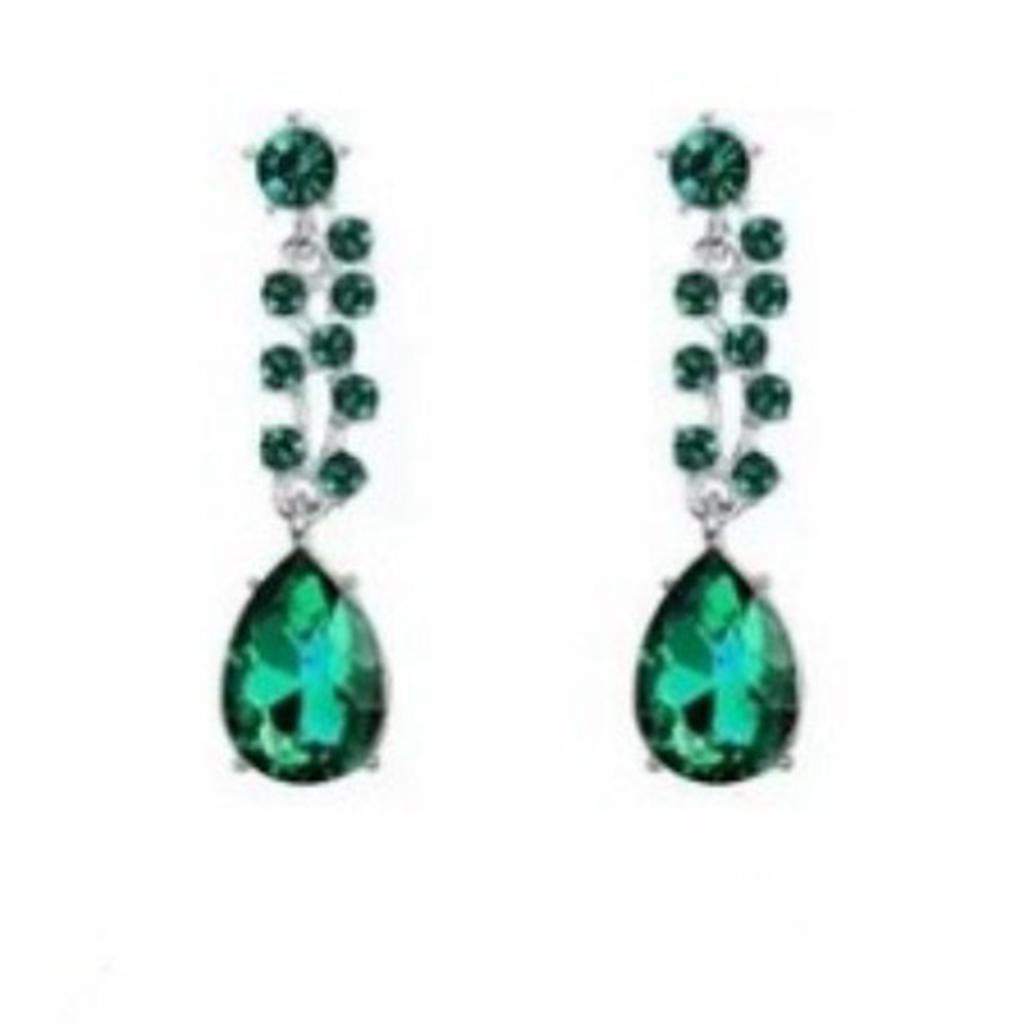 Necklace Earring Set Green Shiny Exquisite Women Decorative Jewelry for Wedding Anniversary