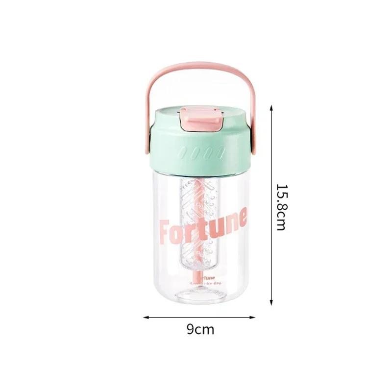 600ml Straw Water Cup with Plastic Strainer Large Capacity Sports Water Bottles High Value Outdoor Camping Handled Drinkware