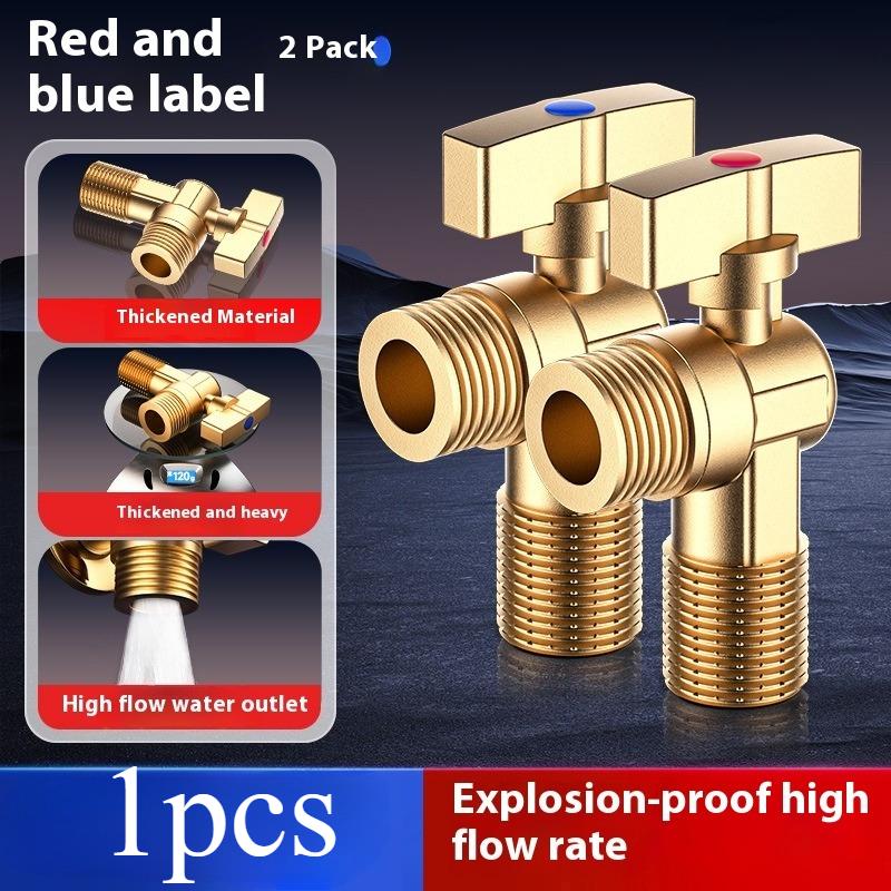 1Pcs Large Flow Water Stop Valves Inlet Ball Valves Bathroom Kitchen Sink Stop Valve Connection Water Pressure Regulator