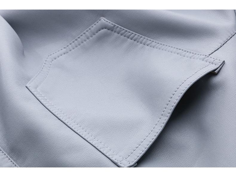 2025 Spring Women's Solid Color Loose Lapel PU Leather Jacket