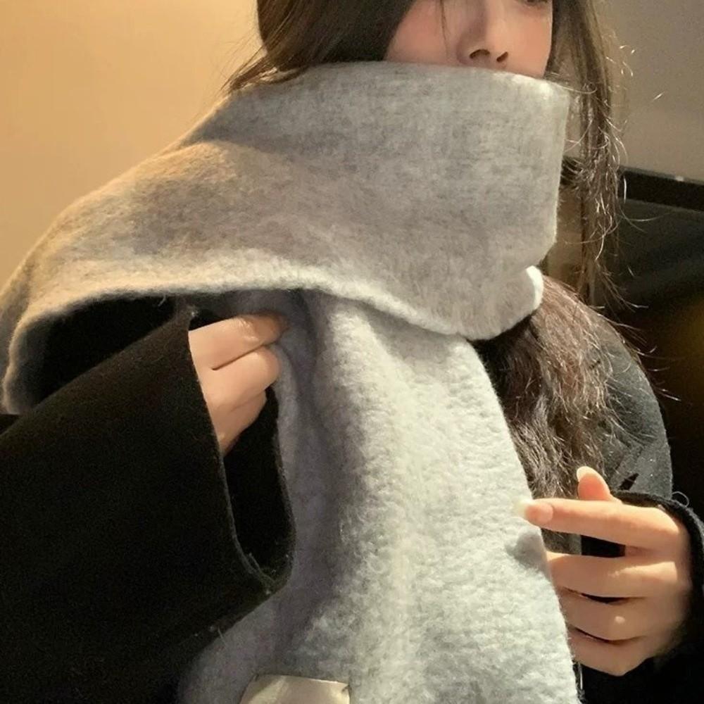 Korean Style Knitted Scarf Thickened Warm Scarf Fashion Neck Warmer Winter