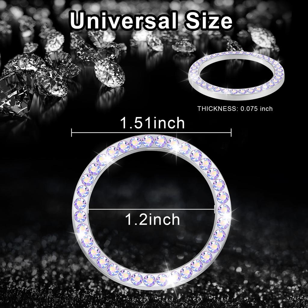 Crystal Rhinestone Car Engine Start Stop Decoration Ring, Bling Car Interior Accessories, Push to Start Button Cover Sticker