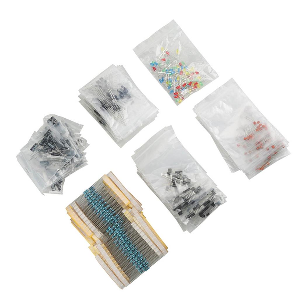 Electronic Components Set LED Diodes Transistor Electrolytic Capacitors Resistors Kit