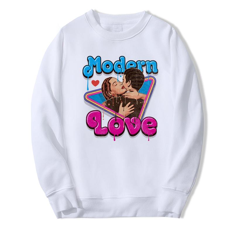 

Свитер Harajuku Толстовка с круглым вырезом Современный ретро с принтом «Любовь» Модный свободный белый топ большого размера Xs-5Xl