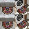 1Pcs Flower Pattern Semi Circle Welcome Doormat Non-Slip for Outdoor Patio Porch Kitchen Bathroom Entryway Floor Mat
