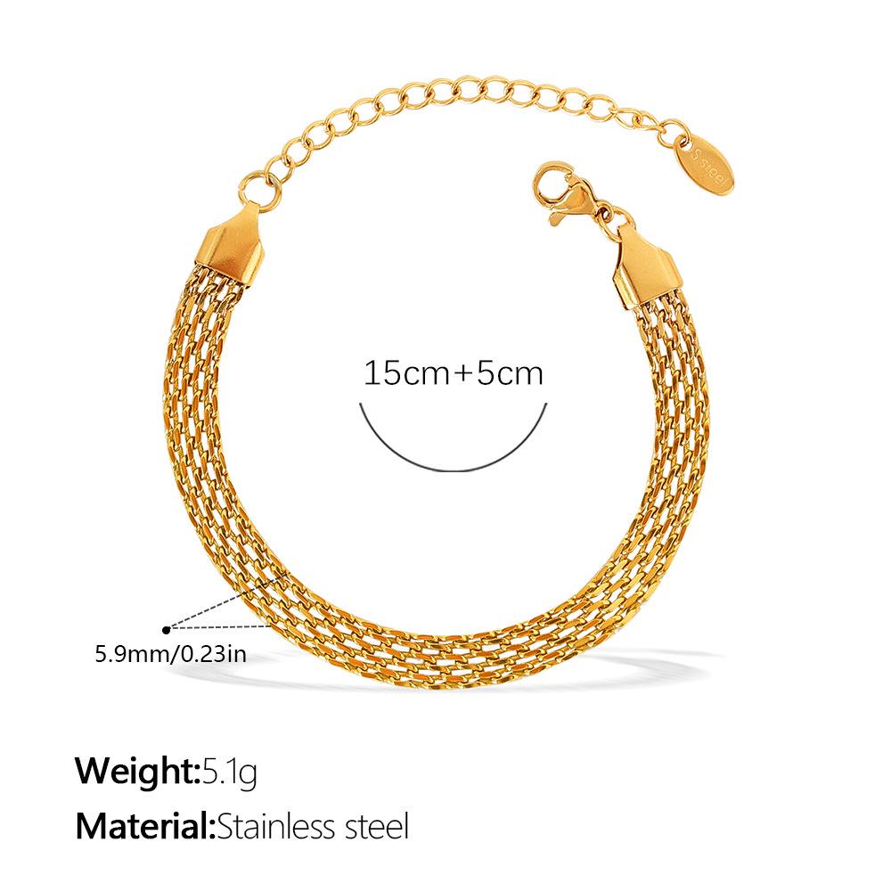 European & American Woven Mesh Stainless Steel Necklace & Bracelet Set – Simple Hollow-out Design