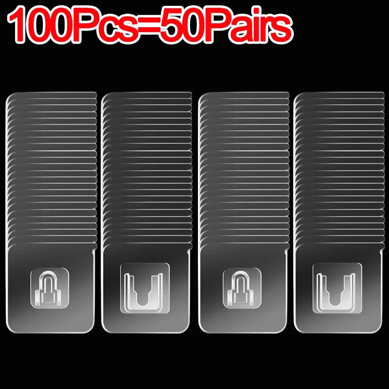 Wholesale Double-Sided Self Adhesive Wall Hooks Transparent Traceless Wall Hook for Kitchen Bathroom Storage Plug Sucker Holders