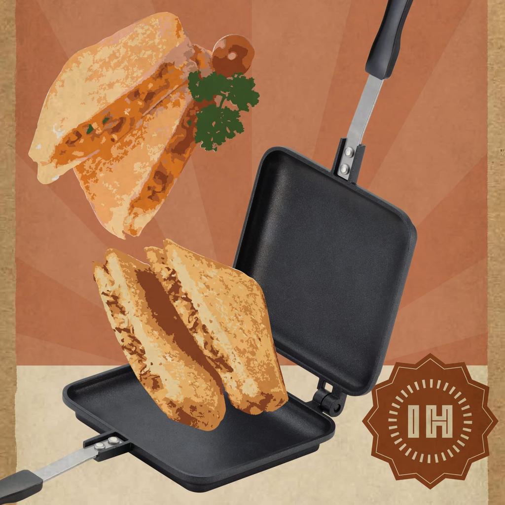 Wahei Freiz Hot Sandwich Maker, Induction and Gas Compatible, Removable, Ideal for Outdoor Camping and Veranping, Model RB-2048