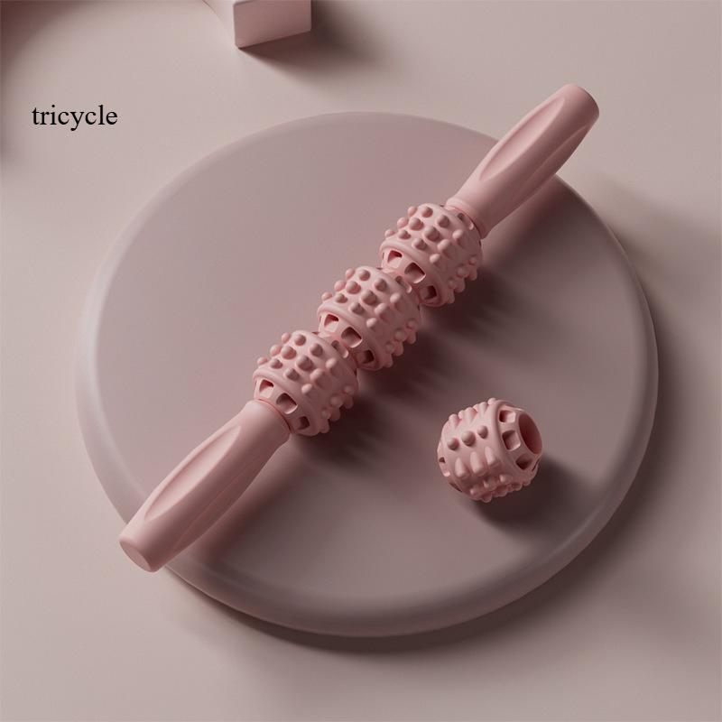 Massage Stick Wolf Teeth Stick Fitness Muscle Relaxation Massage Roller Yoga Fascia Langya Stick tricycle розовый