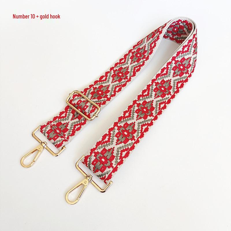 Etniczny Wzór Nylonowy Pasek do Plecaka z Regulowaną Długością i Metalowymi Akcesoriami - Odporny na Zużycie i Poszerzony dla Komfortu