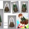 Danganronpa Chihiro Fujisaki Cosplay Costume JK Uniform Suit Long Sleeve Brown Pleated Skirt Set Women Halloween Costume Outfit