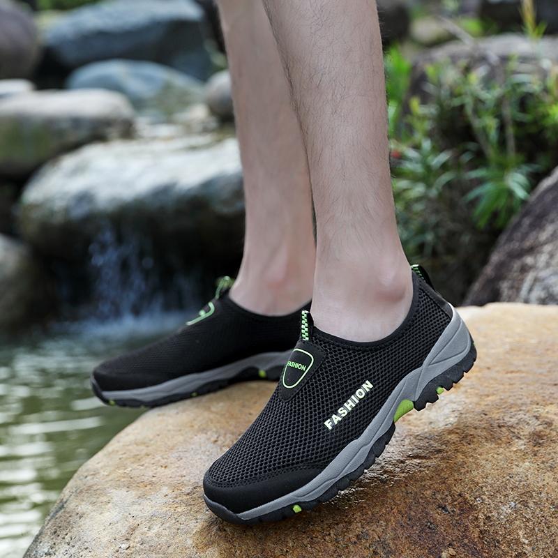 Men Breathable Sneakers New Fashion Shoes Climbing Hiking Shoes Men Outdoor Beach Shoes Mesh Shoes Mens Work Shoes Men