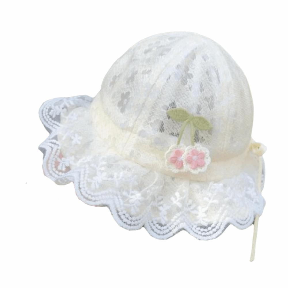 

Thin Cute Cherry Fisherman Hat Lightweight Lace Baby Hat Cute Baby Princess Cap Infants Toddler жёлтый