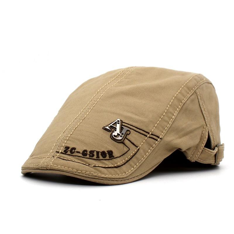 New Hat, Men's Beret Embroidered Alphabet Forward Hat, Vintage Casual Hat Duck Tongue