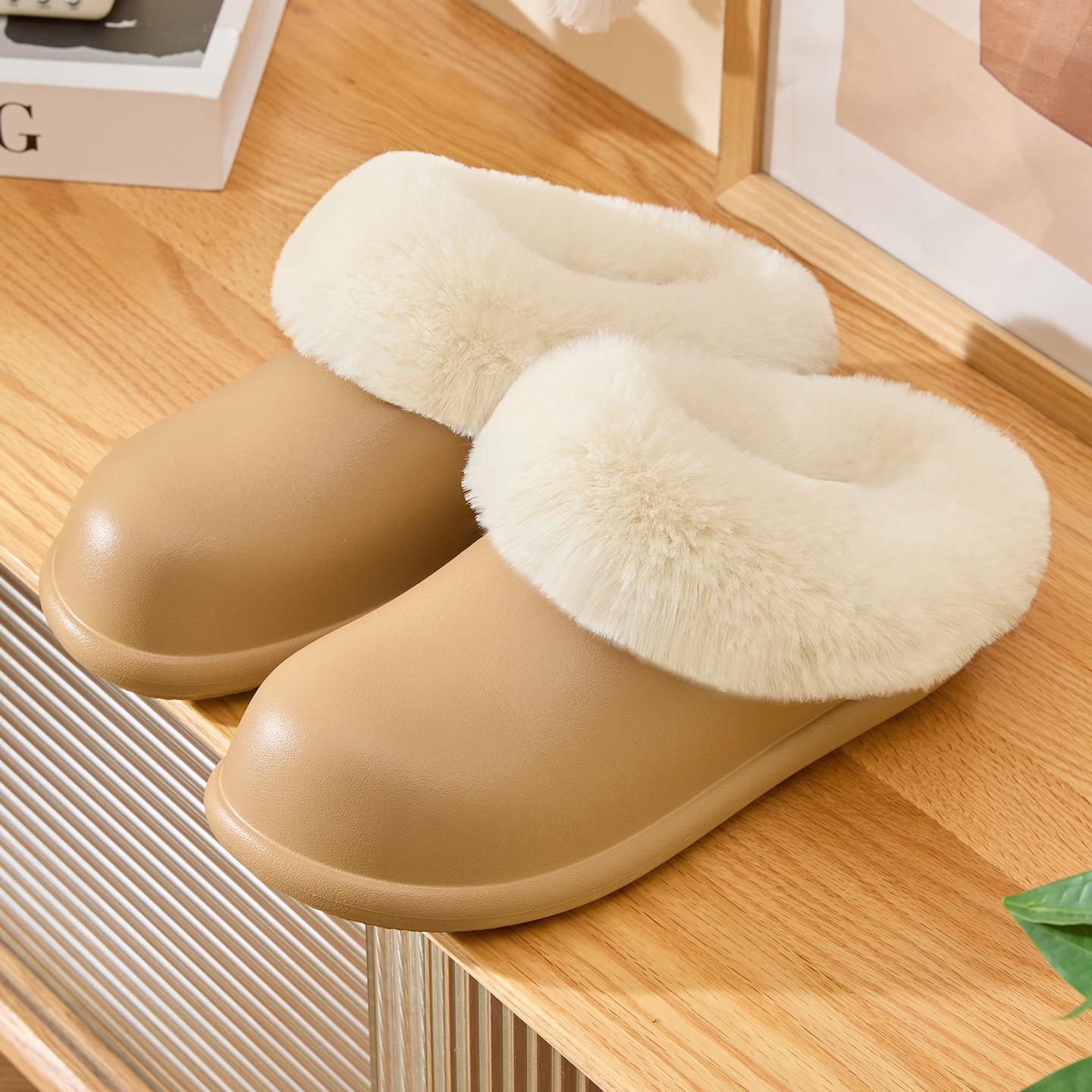 

Женские зимние хлопковые тапочки плюшевые теплые на толстой подошве шлепанцы дышащие мягкие нескользящие тапочки 36-37 коричневый