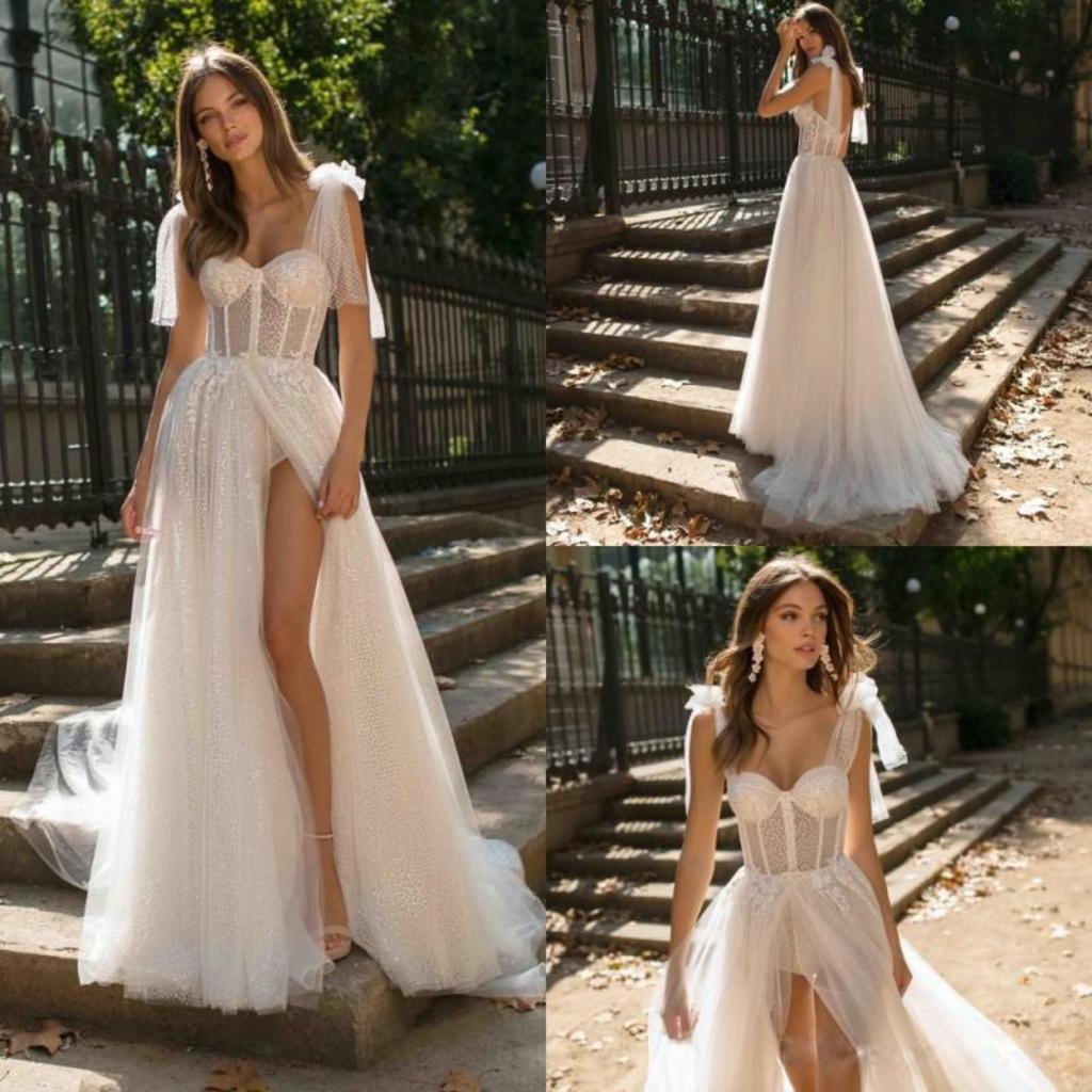New Women's Sexy Backless Sheer Split Maxi Dress, Crossbody Strap Wedding Evening Gown for Party
