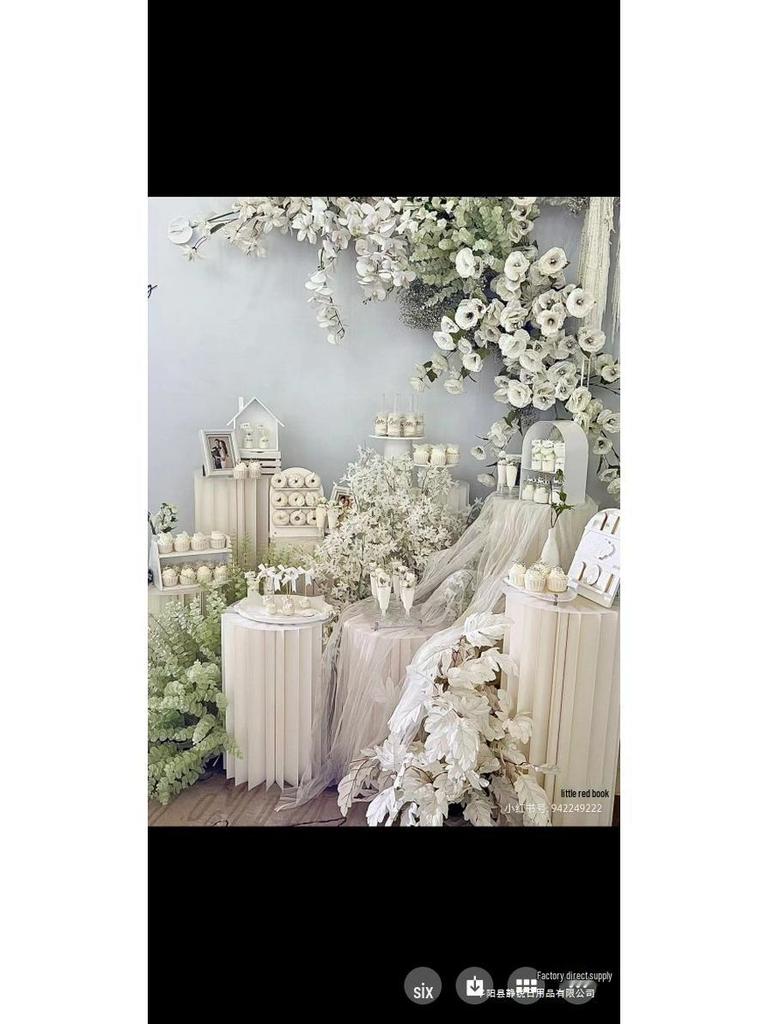 10-Piece White Dessert Display Stand Set: Wooden & Acrylic Tabletop Decoration