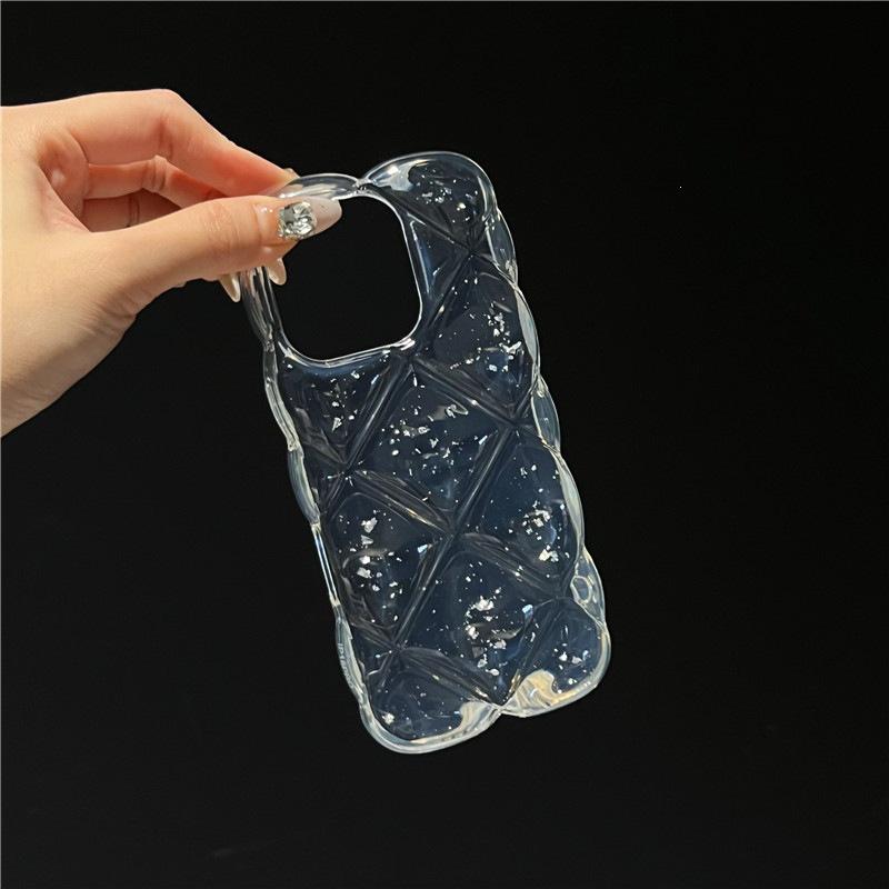 Silver Foil Rhombus Epoxy Phone Case Set for iPhone 14/13/12/11 Pro Max, Air 17/16/15