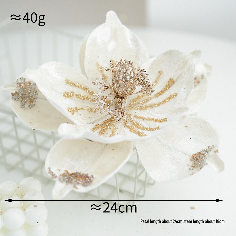Artificial Magnolia Christmas Tree Ornaments - High-grade Fabric Flowers for Festive Decorations