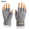 Iwarm Loves Warmth, Winter Half-finger Cashmere Gloves, Cold-proof and Warm Jacquard for Men and Women, Piled Thickened Knitted Gloves